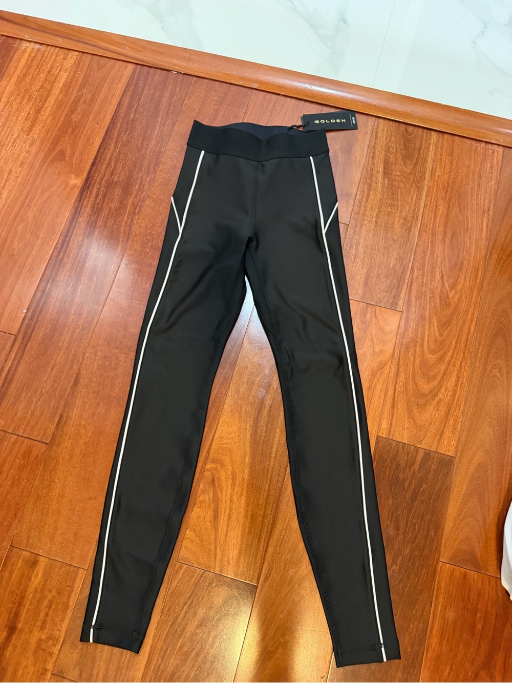 Aritzia Black Joggers with White Contrast Piping